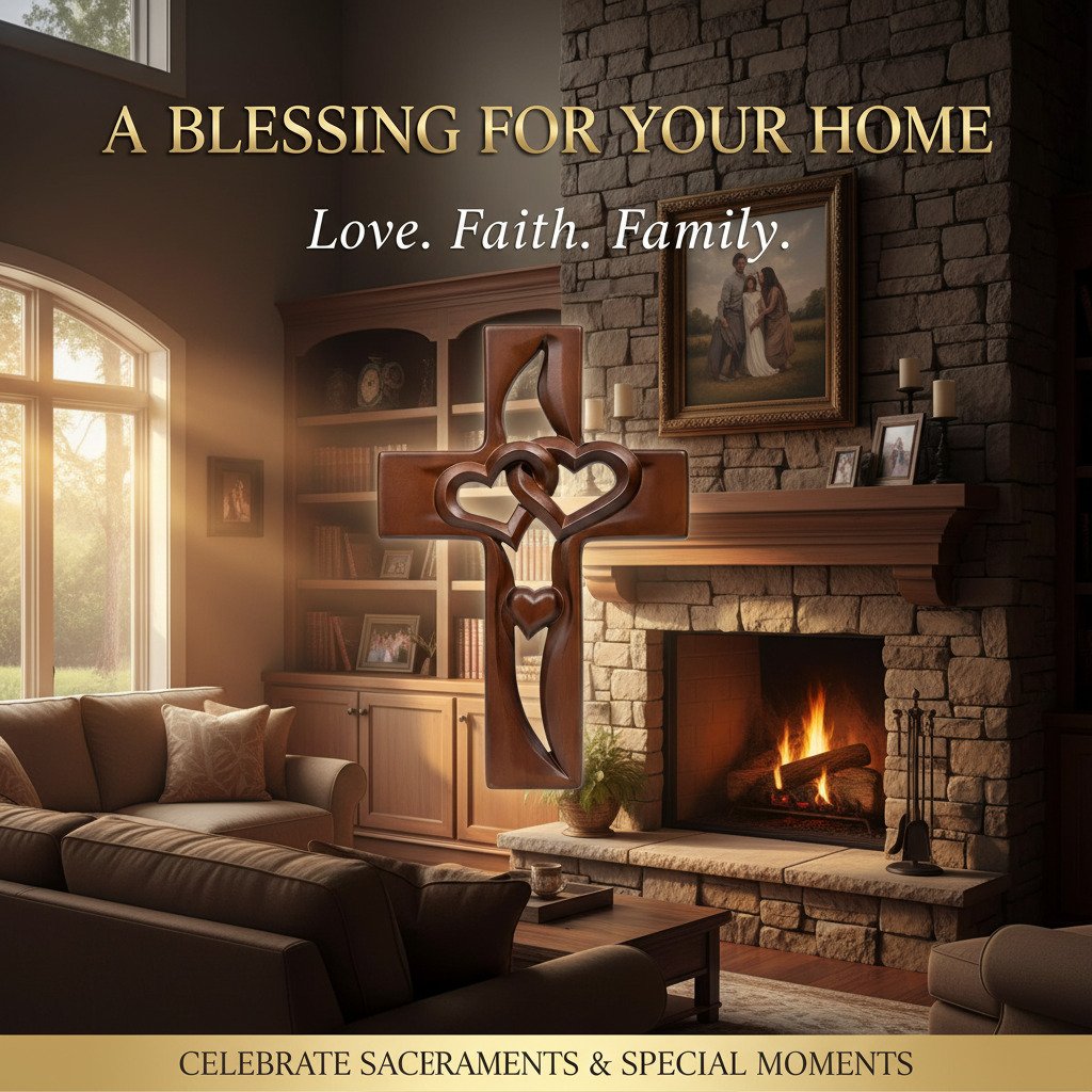 Orlinda – Wanddekoration mit Herzdetail und Kreuz