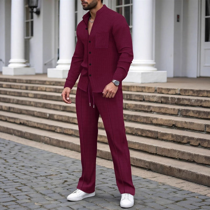 Blake - Strukturiertes Waffelstrick-Shirt & Hosen-Set